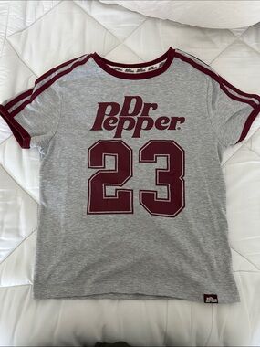 Gray Jersey Tee with Burgundy Trim and 23 Graphic  NWOT